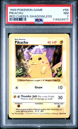 Pokemon Pikachu (Red Cheeks) 058/102 Base Set (Shadowless) - Image 1