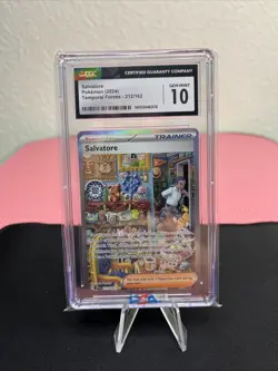 Salvatore #212/162 Full Art SIR Holo Pokemon Temporal Forces CGC 10 Gem Mint - Image 1