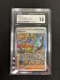 Salvatore #212/162 Full Art SIR Holo Pokemon Temporal Forces CGC 10 Gem Mint - Image 3