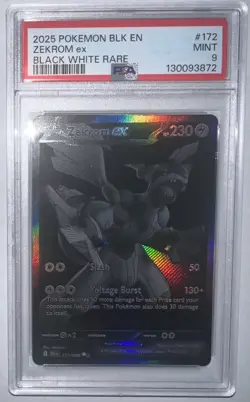 PSA 9 2025 POKEMON BLK EN-BLACK BOLT BLACK WHITE RARE #172 ZEKROM EX - Image 1