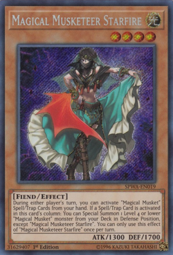 YUGIOH MAGICAL MUSKETEER STARFIRE SECRET 1ST GOOD CONDITION SPWA-EN019 - Image 1