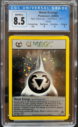 CGC 8.5 Metal Energy Holo SWIRL Rare 19/111 Neo Genesis Pokemon Card PSA 2000 - Image 1