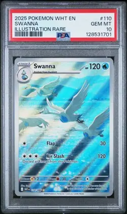 PSA 10 Gem Mint Swanna 110/086 White Flare Illustration Rare Pokemon - Image 1