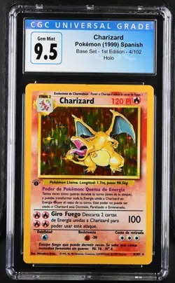 Pokemon Base Set Charizard 1st Edition SPANISH CGC 10 Gem Mint - Blue Holder 9.5 - Image 1