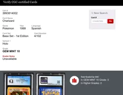 Pokemon Base Set Charizard 1st Edition SPANISH CGC 10 Gem Mint - Blue Holder 9.5 - Image 3