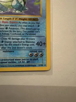 Pokemon Cards: Base Set Shadowless Rare Holo: Blastoise 2/102 (NM) - Image 4