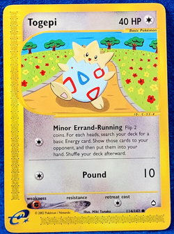 Togepi Aquapolis eSeries Near Mint 114/147 Regular Pokemon TCG Common 2002 - Image 1