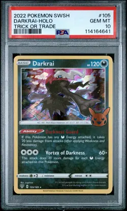 POKEMON DARKNESS ABLAZE DARKRAI HOLO 105/189 TRICK OR TRADE PSA 10 - LOW POP 75! - Image 1