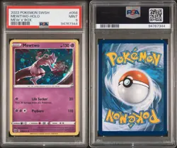2022 POKEMON SWORD & SHIELD BRILLIANT STARS MEW V BOX #056 MEWTWO-HOLO PSA 9 - Image 2