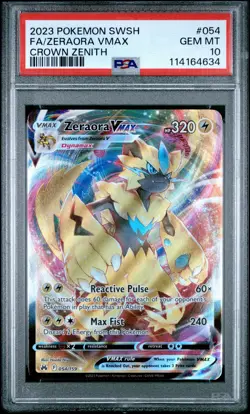 2023 POKEMON SWORD & SHIELD CROWN ZENITH 054/159 FULL ART ZERAORA VMAX - PSA 10 - Image 1