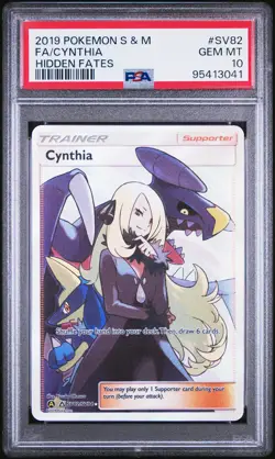 2019 POKEMON CYNTHIA SUN & MOON HIDDEN FATES FULL ART SV82/SV94 PSA 10 - Image 1