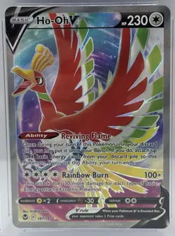 CGC Gem Mint 10 Ho-Oh v Full Art Holo Card 187/195 Sword & Shield Silver Tempest - Image 3
