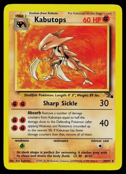 Pokemon Card - Kabutops Fossil 24/62 Non Holo Rare - Image 1