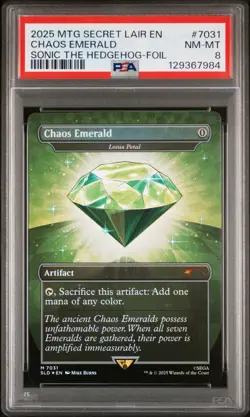 PSA 8 Chaos Emerald (Lotus Petal) Green 7031 Secret Lair Drop Sonic MTG FOIL - Image 1