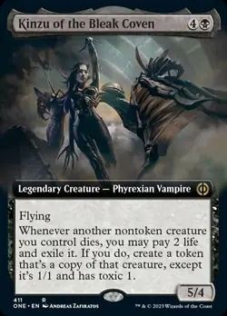Kinzu of the Bleak Coven - Extended Art - Phyrexia: All Will Be One #411 MTG Mag - Image 1