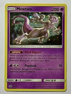 Mewtwo SM214 (NM) •SWIRL• Holo Rare Sun & Moon: Black Star Promo 2019 Pokemon - Image 1
