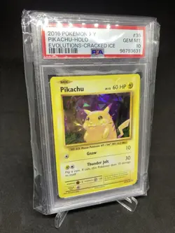 2016 Pokemon Pikachu Cracked Ice Holo #35 XY Evolutions PSA 10 Rare - Image 1