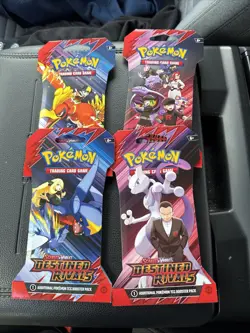 NEW Pokemon Destined Rivals Sleeved Booster Pack Sealed Set Of 4 (All Artworks) - Image 1