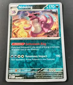 Pokemon 151 Nidoking Reverse Holo Rare Card 034/165 NM - Image 1