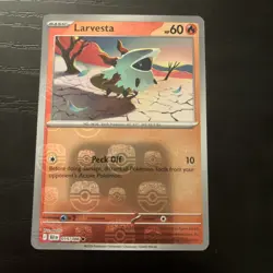 2025 Pokemon SV Black Bolt Larvesta Reverse Holo Master Ball Common #015/086 - Image 1
