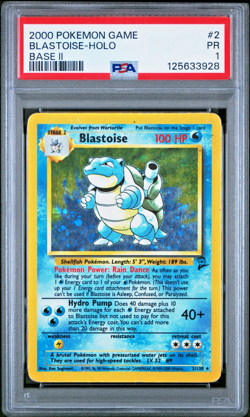 FOOT SWIRL PSA 1 PR 2000 Base Set II Blastoise 2/130 Holo Foil WOTC Pokemon - Image 1