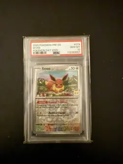 Eevee Pokemon Day 2025 Exclusive Stamped Reverse Holo Promo Card PSA 10 - Image 1