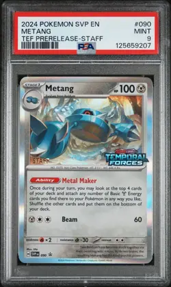 PSA 9Metang - 090 (Prerelease) [Staff] 090 Sv: Scarlet & Violet Promo Cards Holo - Image 1