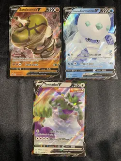 Pokemon Tcg 3 Card V Lot Sandaconda #89 Tornadus #124 Darmanitan #36 LP - Image 1