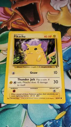 Pikachu E3 Gold Stamp Promo Base Set 58/102 Yellow Cheeks NM - Image 1