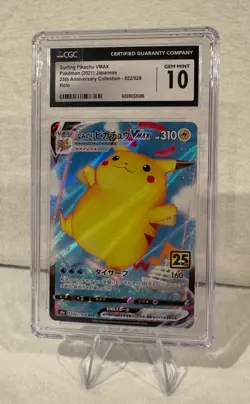CGC 10 Surfing Pikachu VMAX Japanese 022/028 Holo 25th Anniversary Pokemon - Image 1
