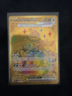 Pokemon TCG Terapagos EX Prismatic Evolution Card 180/131 Gold - Image 1