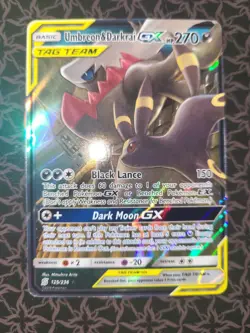 Pokemon TCG Umbreon & Darkrai GX Holo Card 125/236 Sm-Unified Minds Tag Team - Image 1