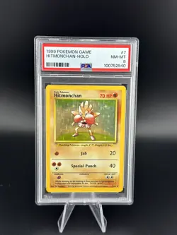 Pokemon Card Hitmonchan 7/102 Holo Rare Base Set WOTC PSA 8 NM - Image 1