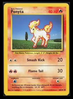 Ponyta 60/102 Common Base Set Pokemon Card - Image 1