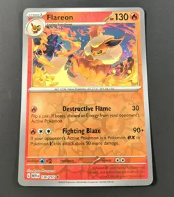 Pokemon 151 Flareon Reverse Holo Rare Card 136/165 NM - Image 1