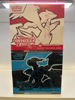 Pokemon Center Exclusive Black Bolt and White Flare ETB Pokemon TCG - Image 1