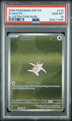 Pokemon TCG Slakoth Illustration Rare Surging Sparks 212/191 PSA 10 GEM MT 2024 - Image 1