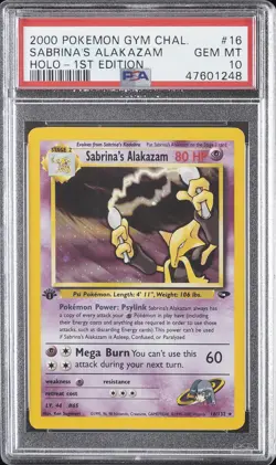 2000 POKEMON GYM CHALLENGE HOLO-1ST ED #16 SABRINA'S ALAKAZAM PSA 10 - Image 1
