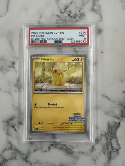2025 POKEMON SVP EN-SV BLACK STAR PROMO ILLUSTRATION CONTEST 2024 PIKACHU PSA 9 - Image 1