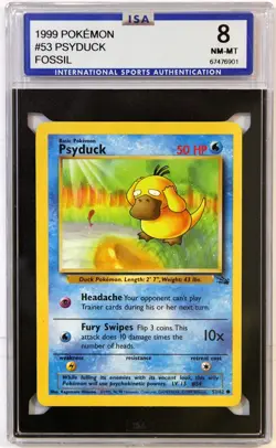 1999 Pokemon #53 Psyduck Fossil ISA Graded 8 LOOK! - Image 1