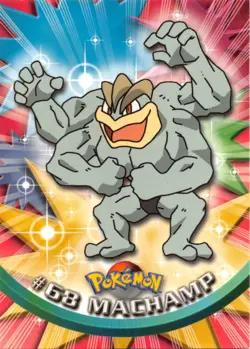 Machamp #68 - BLUE LOGO - NON-HOLO - Series 1 - TOPPS POKEMON CARD - NM/LP - Image 1