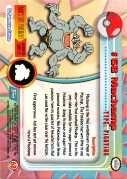 Machamp #68 - BLUE LOGO - NON-HOLO - Series 1 - TOPPS POKEMON CARD - NM/LP - Image 2