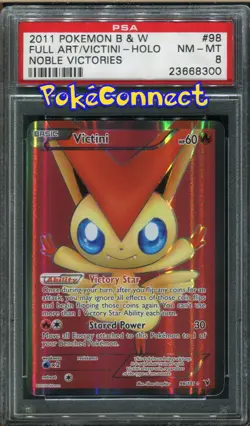 PSA 8 Pokemon Victini Full Art BW: Noble Victories 98/101 Holo Rare Card - Image 1