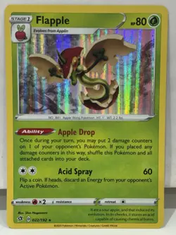 Flapple 022/192 Rebel Clash Holo Pokemon Card : Near Mint TCG - Image 1