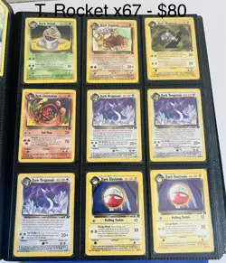 Pokemon TCG Team Rocket Set 67 Card LOT WOTC Vintage 1999 - Image 1