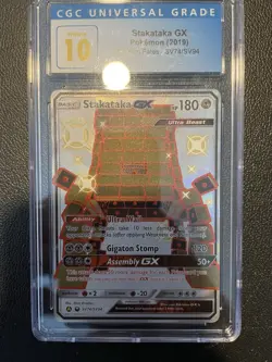 Pokemon Gold Pristine Blue Label CGC 10 Stakataka Gx Gold Full Art Hidden Fates - Image 1