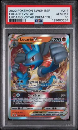 2022 POKEMON SWSH BLACK STAR PROMO #214 LUCARIO VSTAR PREM.COLL. PSA10 - Image 1