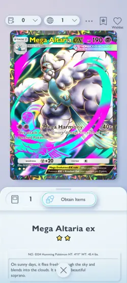 Pokemon Tcg Pocket Trade 2 Star Mega Altaria Instant Trade - Image 1