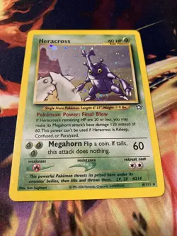 Pokemon TCG Heracross Holo Rare 6/11 Neo Genesis 2000 WOTC LP Card - Image 1