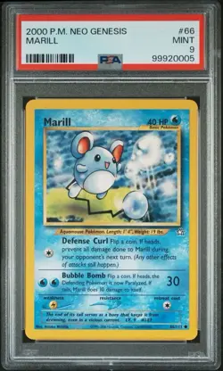 2000 Pokemon Neo Genesis # 66 Marill PSA 9 Card MINT! Trusted Seller! Free Ship! - Image 1